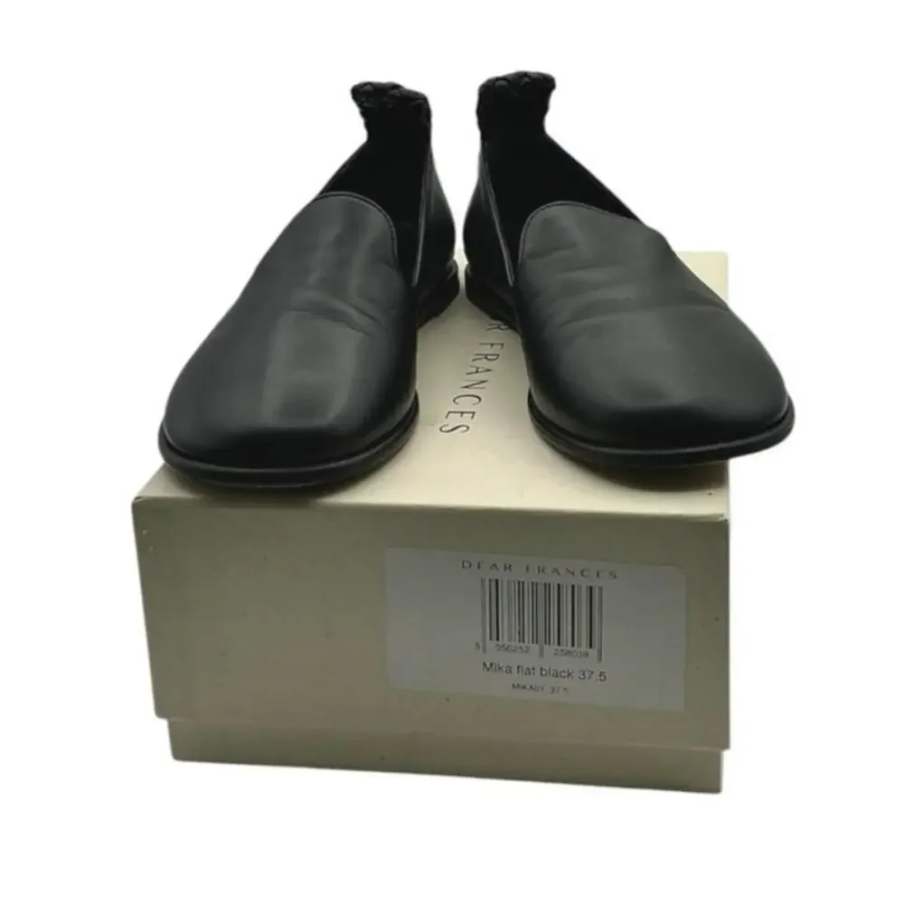 Dear Frances Mika Flat Black Leather Loafers Ballet Shoes Italy EU 37 1/2 US 7.5
